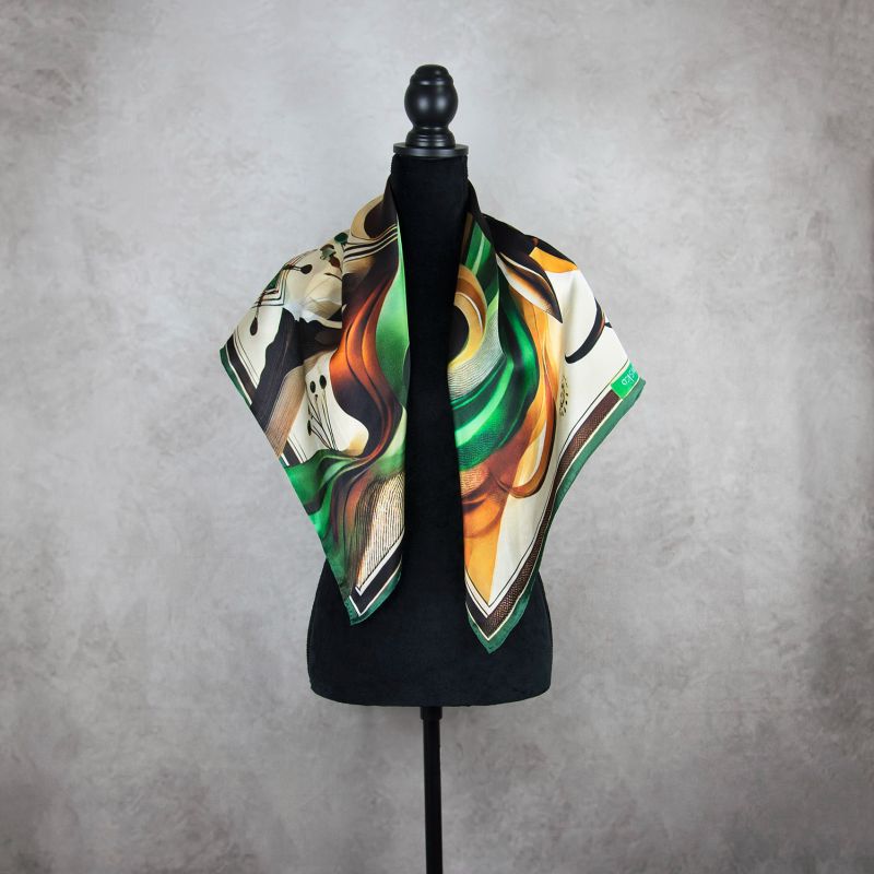 Módna hodvábna šatka KAMZÍK - ZELENÝ, 90 x 90cm