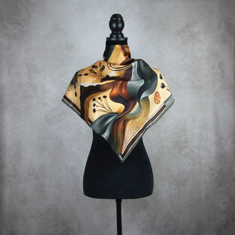 Módna hodvábna šatka KAMZÍK - SIVÝ, 90 x 90cm