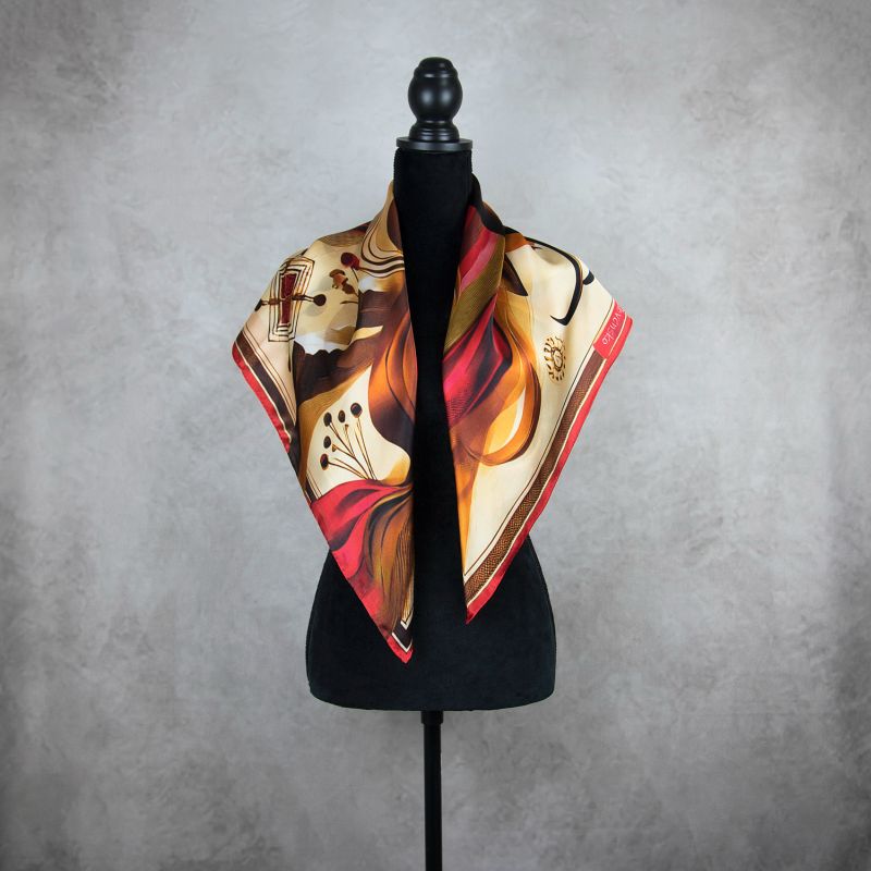 Módna hodvábna šatka KAMZÍK - ČERVENÝ, 90 x 90cm