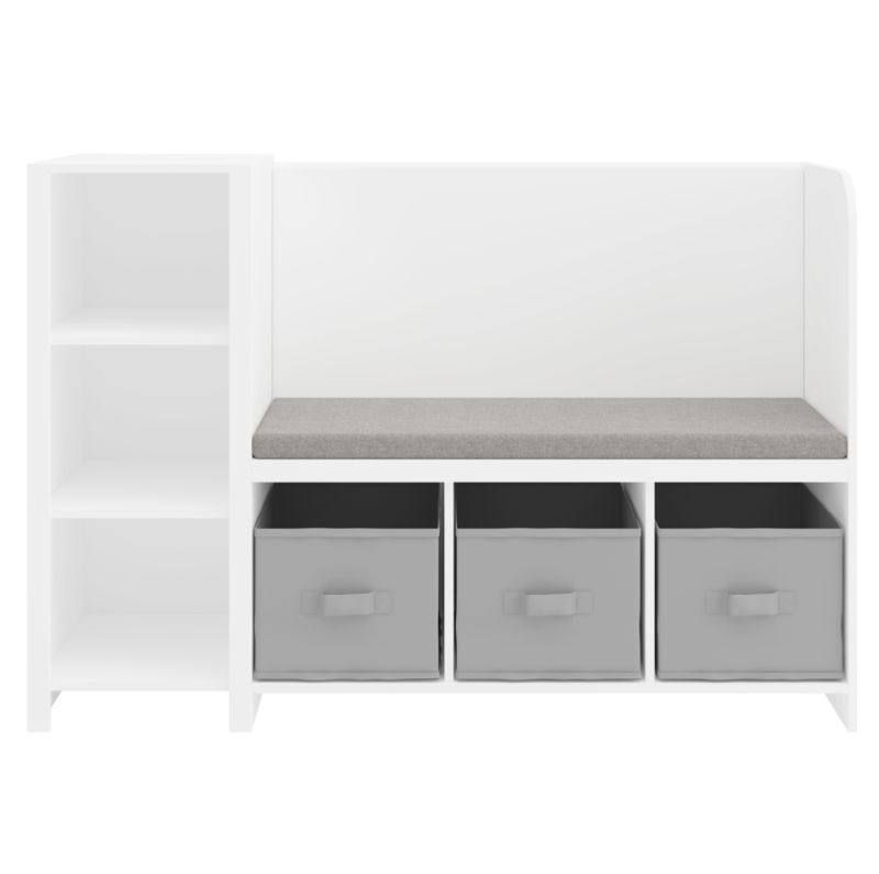 Regál s lavičkou, biela-sivá