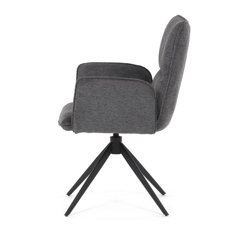 Elegantná jedálenská stolička sivá látka, 360 ° vratný mechanizmus