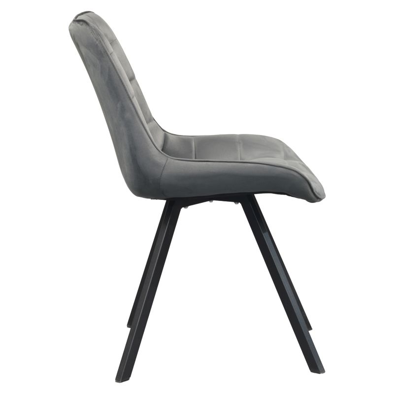 Štýlová jedálenská stolička tmavosivá Velvet látka-čierna