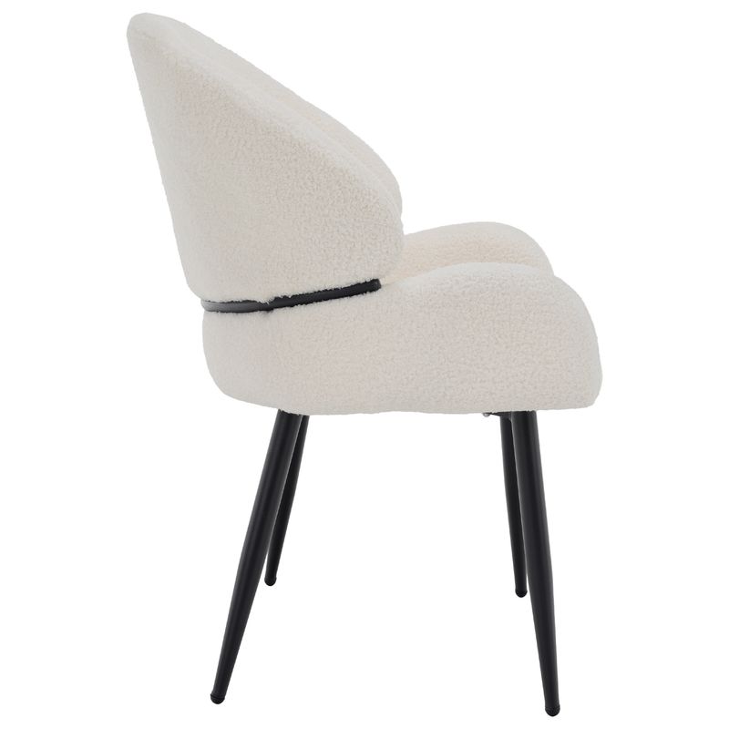 Štýlová jedálenská stolička, biela Bouclé látka-čierna