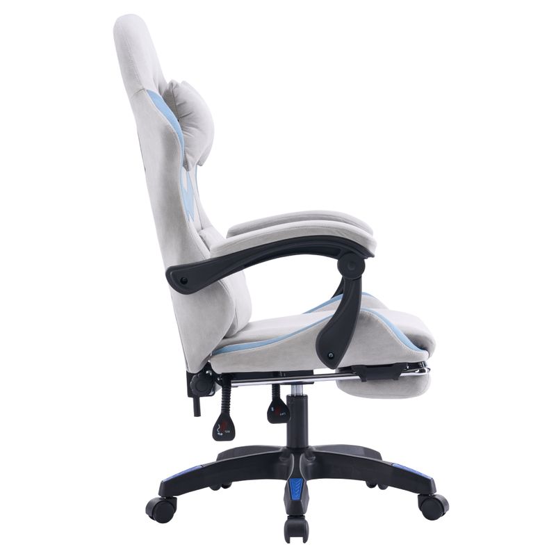 Elegantné kancelárske/herné kreslo s podnožou, sivá-modrá