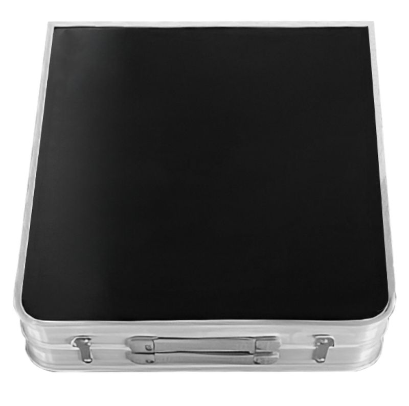 Skladací kempingový stôl s organizérom, 120 cm, hliník-MDF