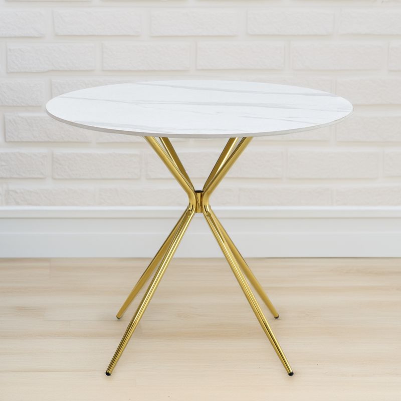 Jedálenský okrúhly stôl biely mramor-gold chróm zlatá, priemer 90 cm