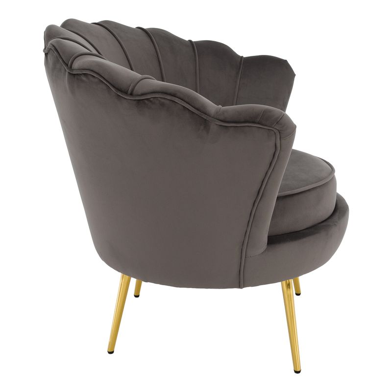 Kreslo v štýle Art-deco, sivohnedá Velvet látka-gold chróm zlatý