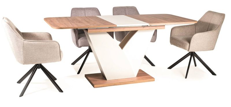 Moderné jedálenské kreslo s hrubým polstrovaním, svetlo béžová 22