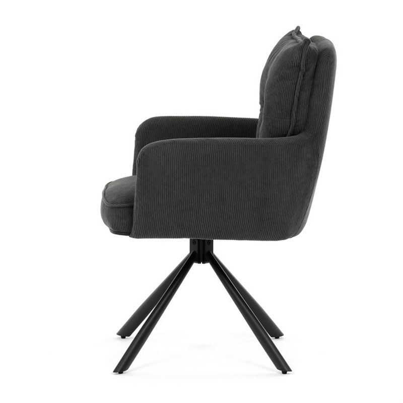 Komfortná jedálenská stolička s taštičkovými pružinami, sivá menčestrová látka