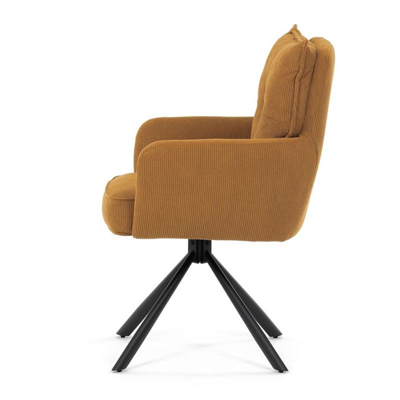 Komfortná jedálenská stolička s taštičkovými pružinami, žltá menčestrová látka