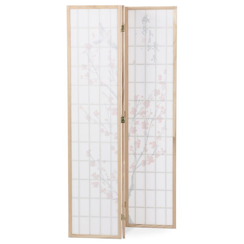 Trojpanelový paraván z masívneho smreka s dekorovanou textíliou