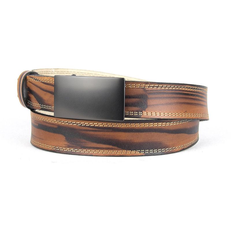 Limitovaný ručne maľovaný kožený opasok s brzdovou prackou, 126 cm, typ07