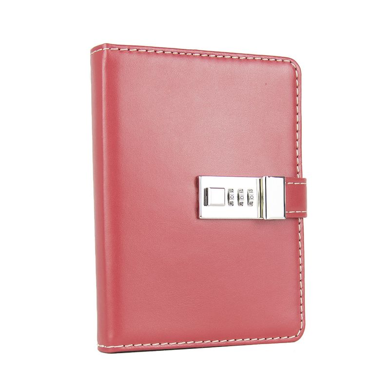 Kožený zápisník MIDDLE so zámkom, červený