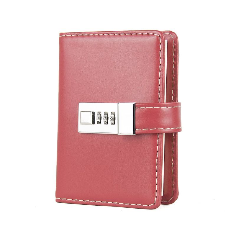 Kožený zápisník MINI so zámkom, červený