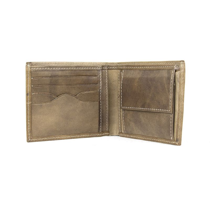 Kožená peňaženka z pravej kože, khaki, ručne natieraná