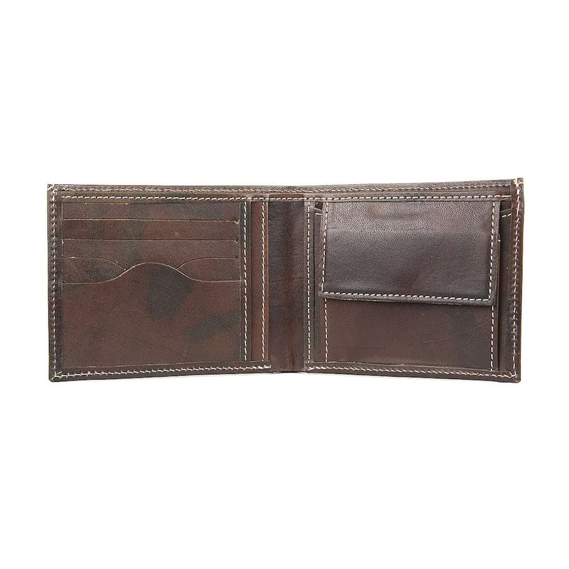 Kožená peňaženka z pravej kože, v tmavo hnedej farbe, ručne natieraná