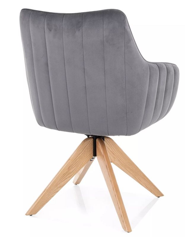 Stolička jedálenská s výnimočným dizajnom, dub-sivá vevlet 14