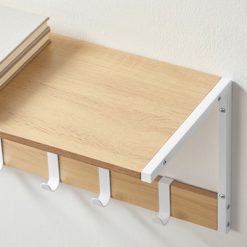 Set nástenných poličiek DUB-BIELA s kovovými háčikmi