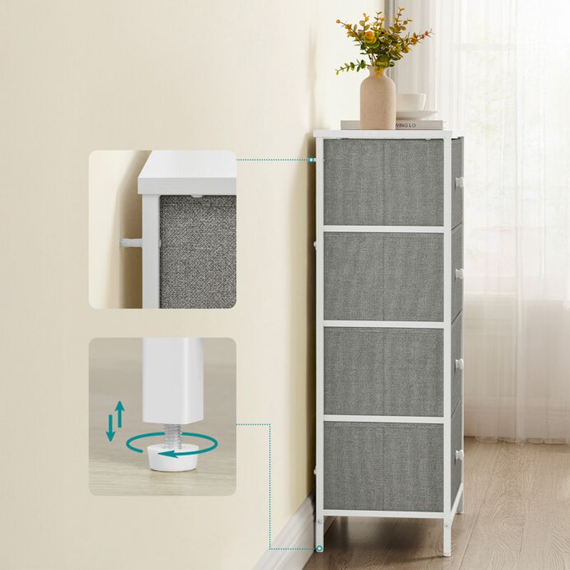 Komoda s 4 látkovými zásuvkami v sivo-bielom prevedení