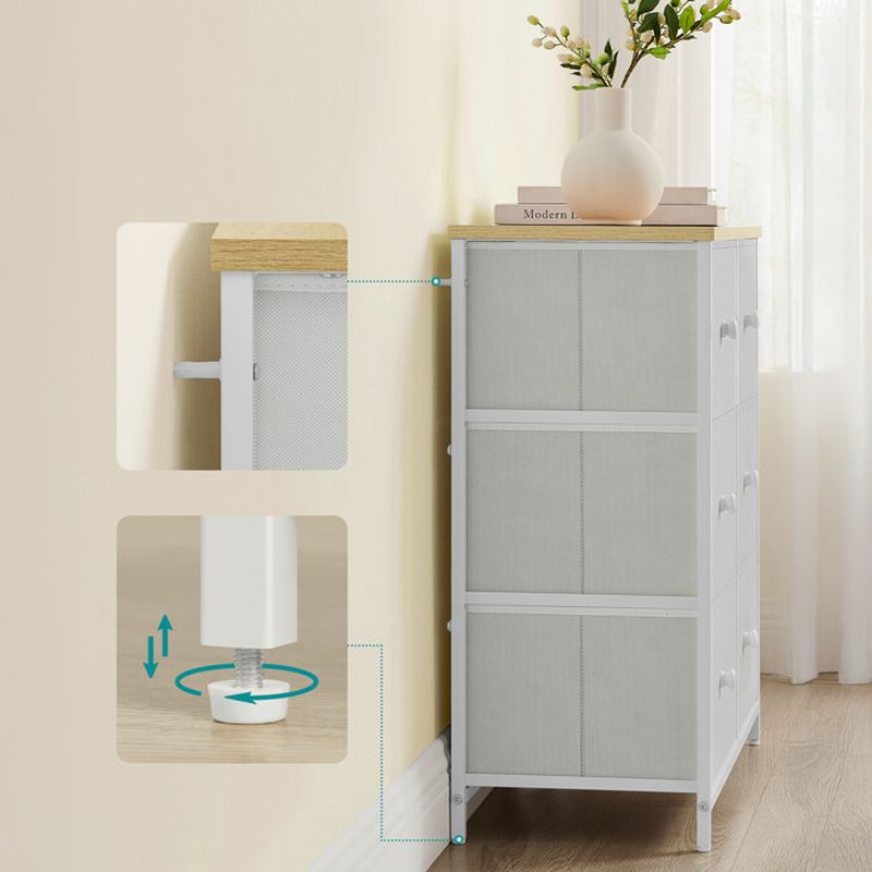 Komoda so 6 látkovými zásuvkami, biela-buk