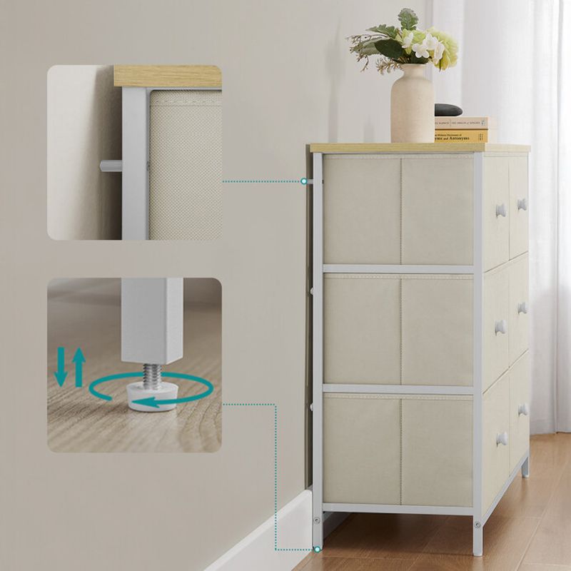 Komoda s 6 látkovými zásuvkami, bežová-buk