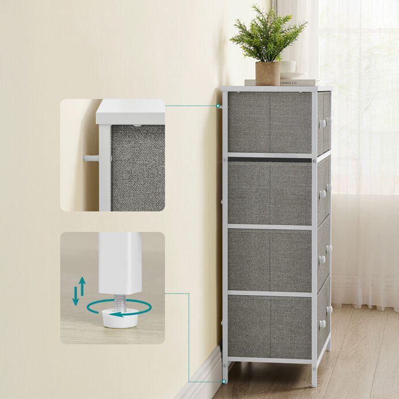 Komoda s 5 látkovými zásuvkami, sivá