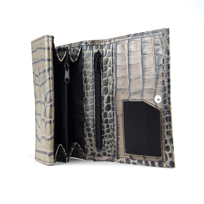 Dámska luxusná kožená peňaženka so vzorom krokodílej kože, šedá2