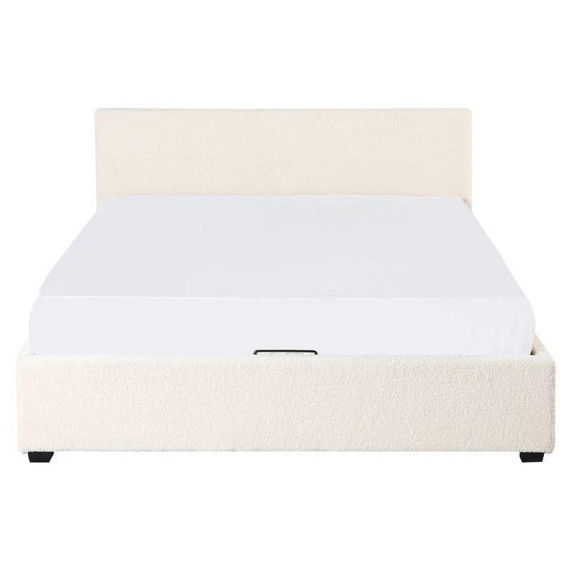 Manželská posteľ s roštom, 180x200 cm, biela Bouclé