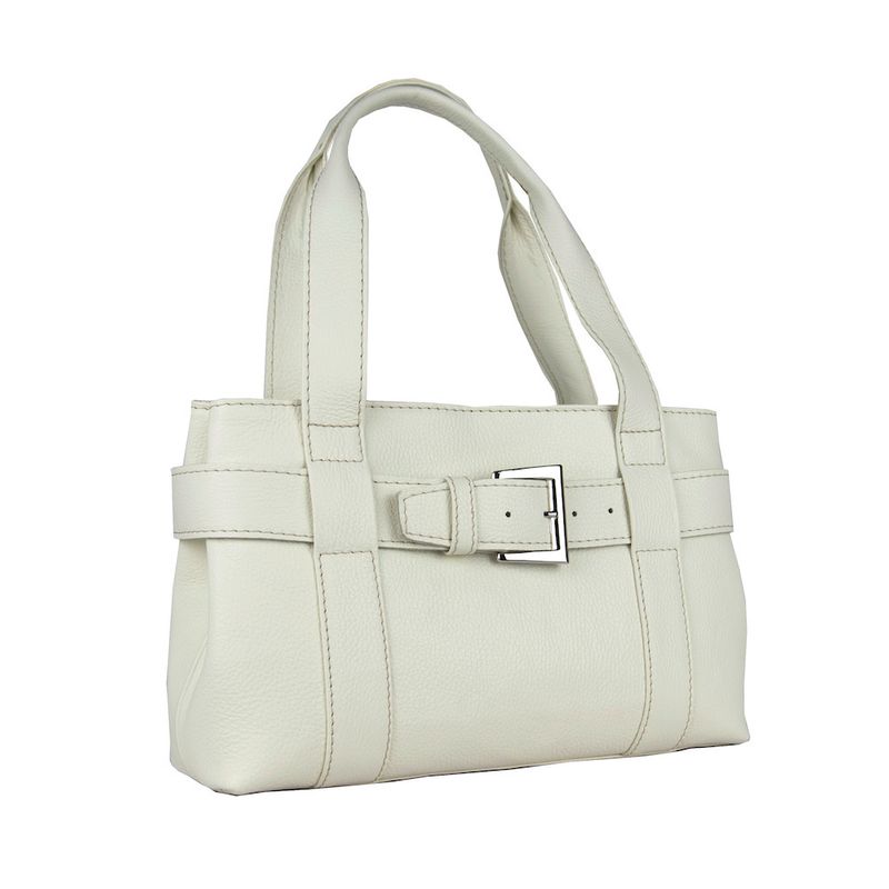 Dámska kožená kabelka v krémovej farbe