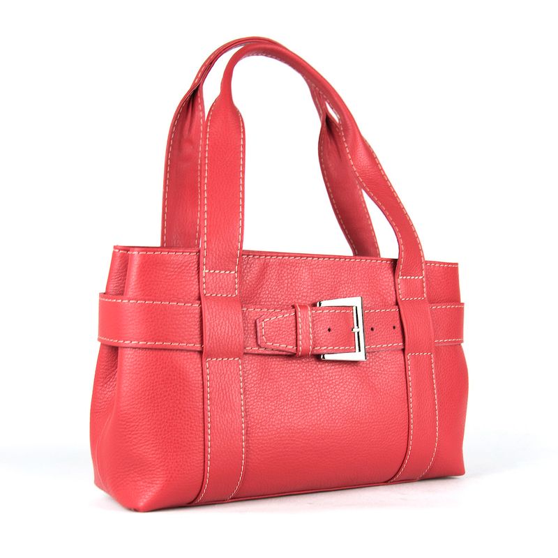 Dámska kožená kabelka v červenej farbe