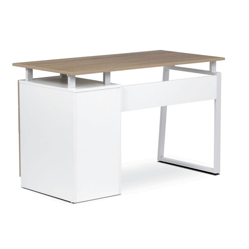 Kancelársky PC stôl, dub sonoma-biela