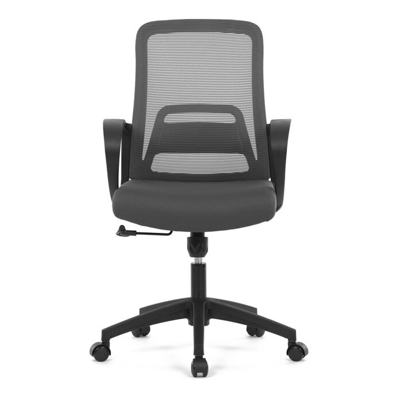 Praktická kancelárska stolička v kombinácii sivej sieťoviny a čierneho plastu