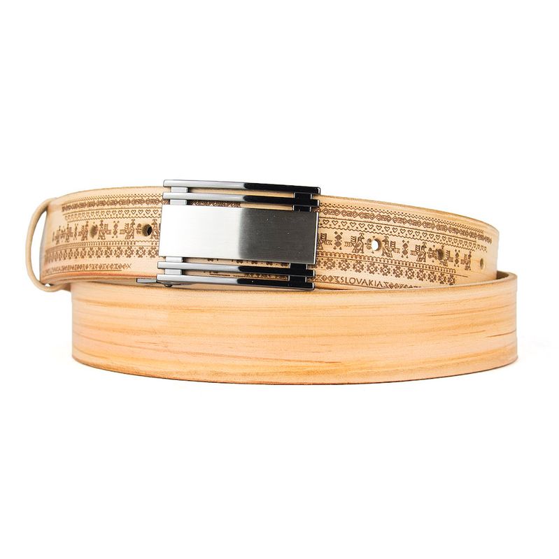 Maľovaný a gravírovaný kožený opasok – Čičmany, 140 cm, Limitovaná edícia 07