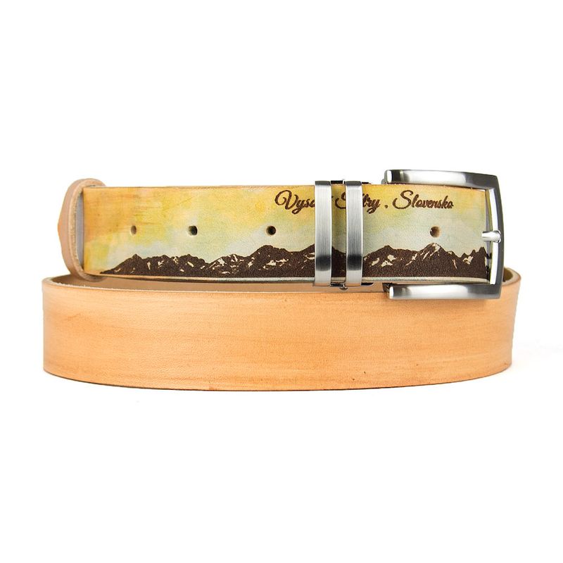 Maľovaný a gravírovaný kožený opasok – Vysoké Tatry, 138 cm, Limitovaná edícia 11