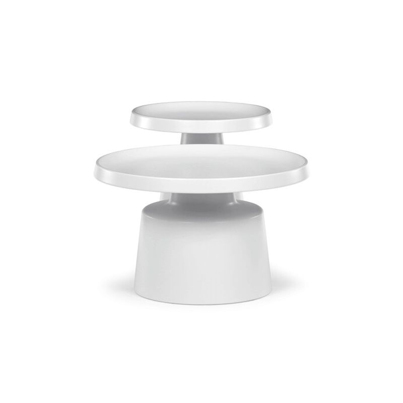 Sada dvoch konferenčných stolov z kovu – biela