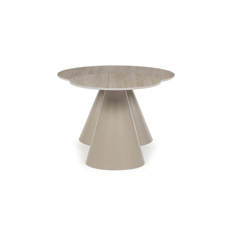 Sada dvoch konferenčných stolov keramická doska, kovová podnož – béžová matná