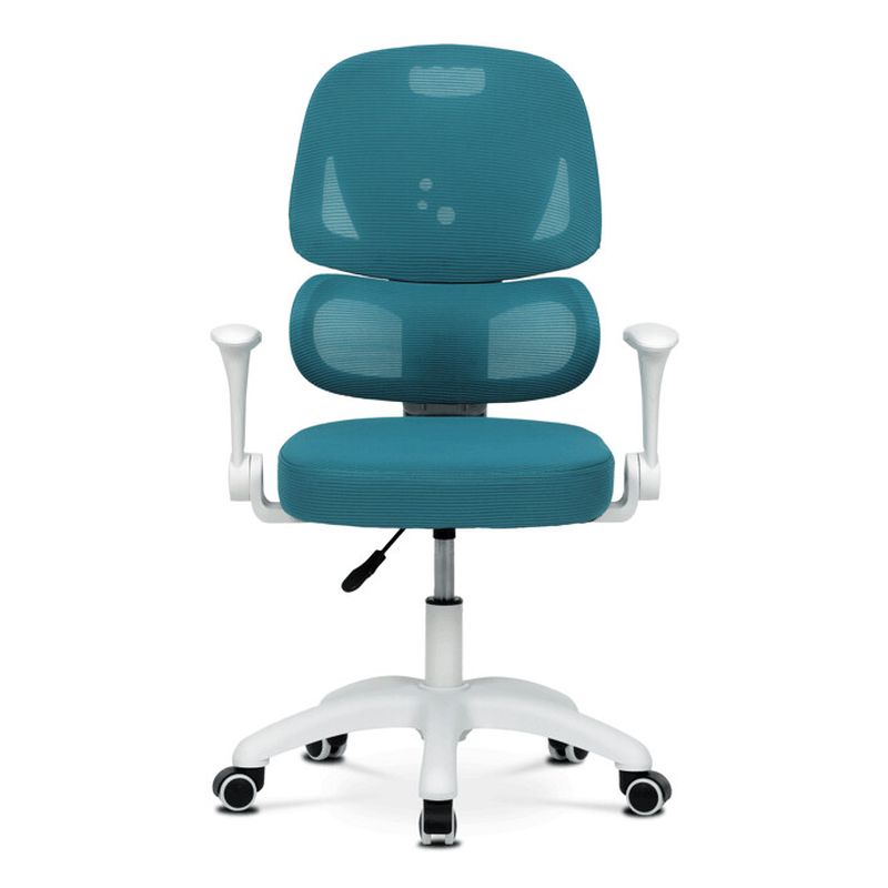 Detská stolička, výškovo nastaviteľná, modrá sieťovina, biely plast