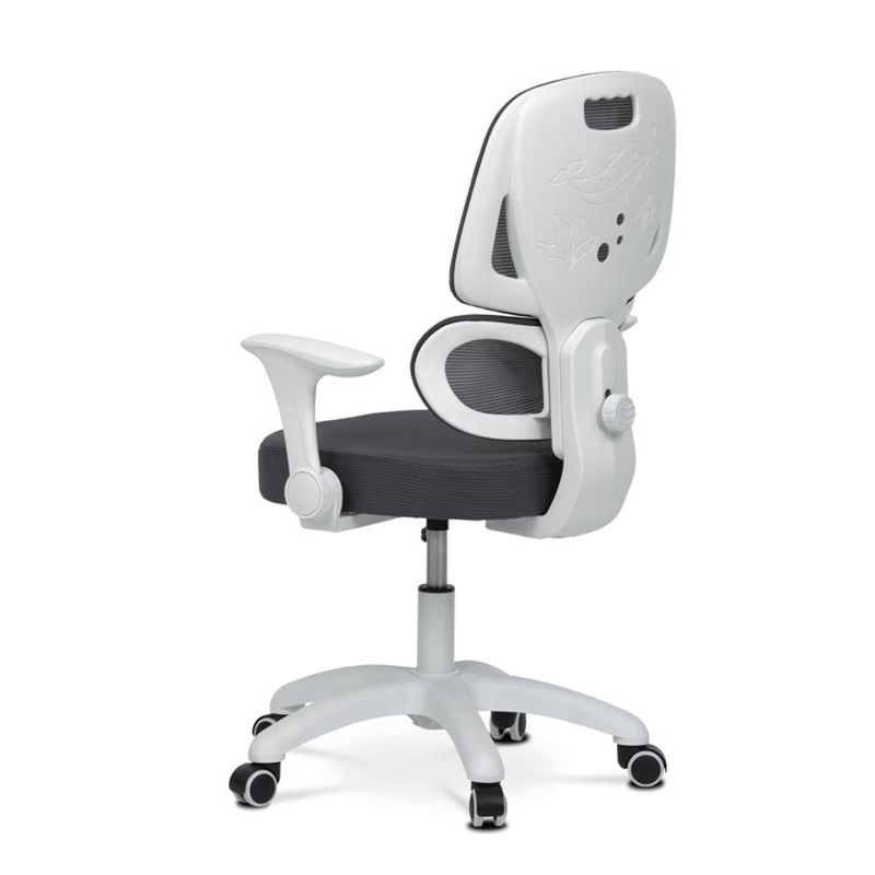 Detská stolička, výškovo nastaviteľná, sivá sieťovina, biely plast