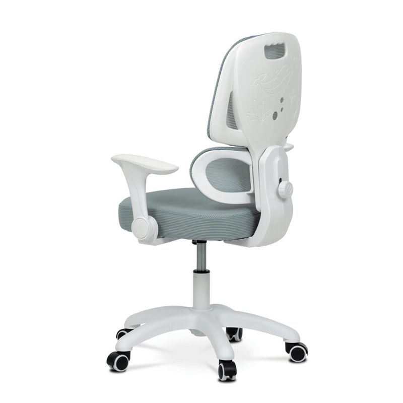 Detská stolička, výškovo nastaviteľná, zelená sieťovina, biely plast