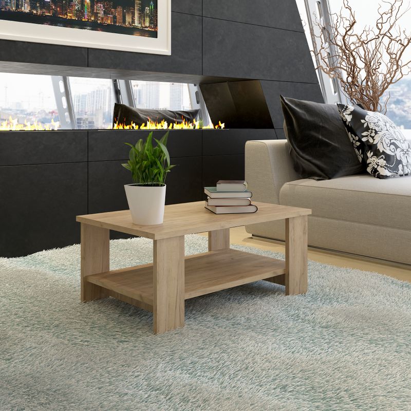 Konferenčný stolík dub artisan s úložnou policou