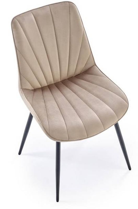 Jedálenská stolička 589, čierny kov - béžová látka Bluvel 40