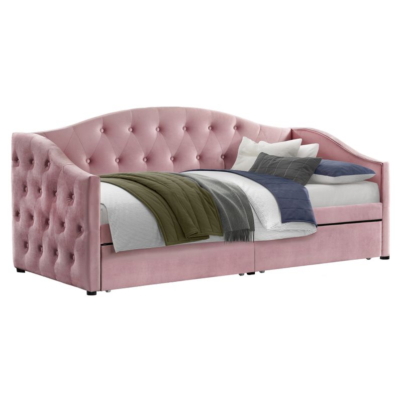 Čalúnená posteľ s úložným priestorom 90x200, ružová Velvet látka