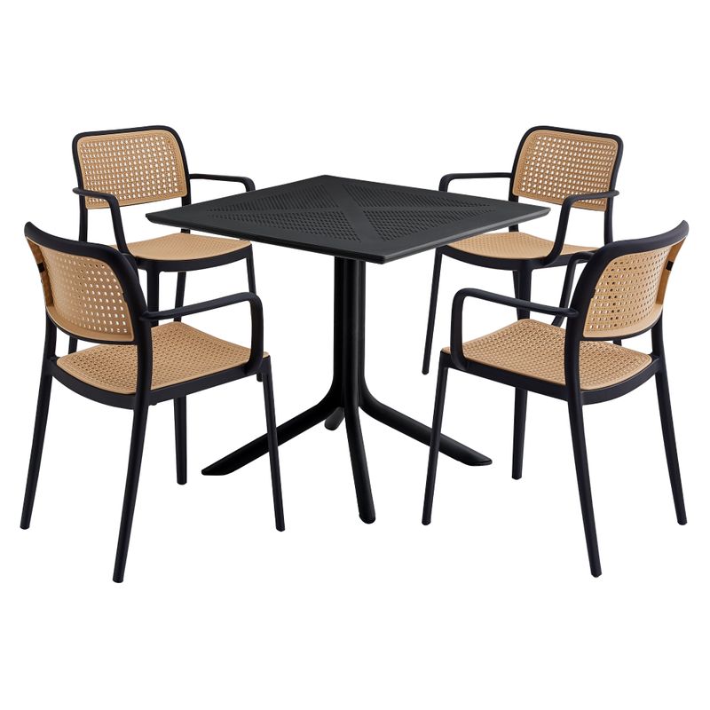 Stohovateľná stolička vyrobená z plastu, čierna-béžová, TYP 2