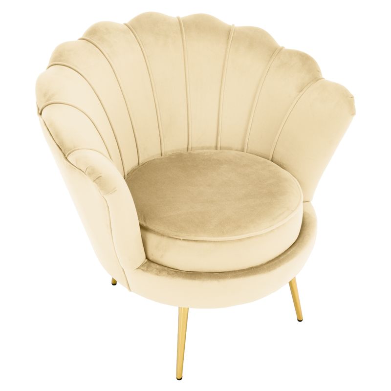 Kreslo v štýle Art-deco, béžová Velvet látka-gold chróm zlatý
