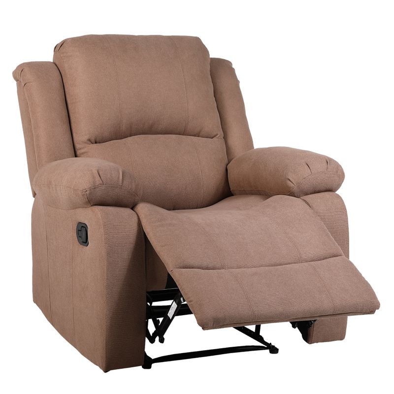 Luxusné relaxačné polohovacie kreslo s výklopnou podnožou, hnedá látka