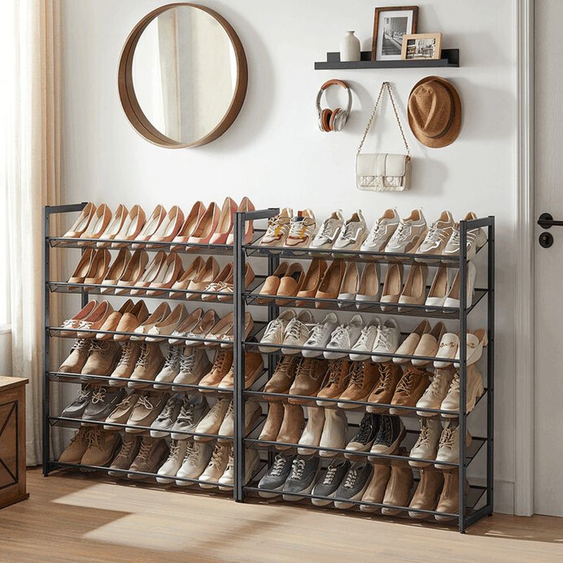 Kovový botník čierny s 12 policami