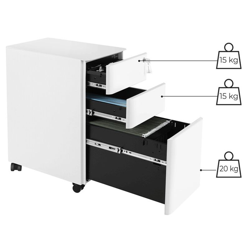 Kancelársky kontajner, kovový, biely