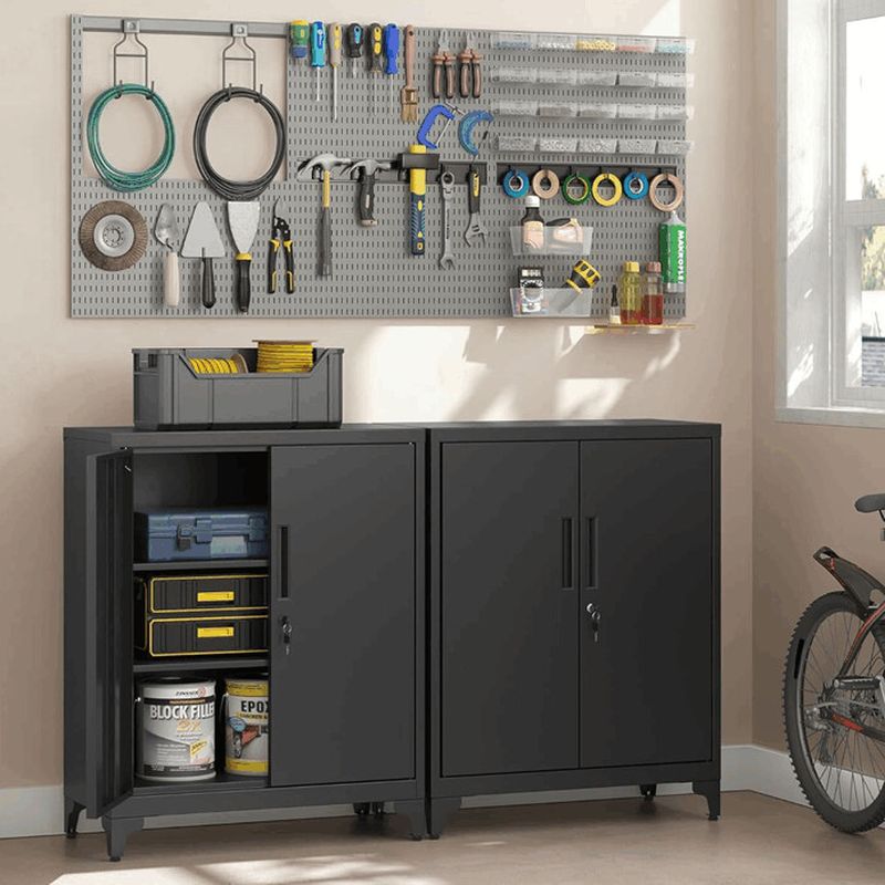 Komoda kovová čierna, 2x dvierka