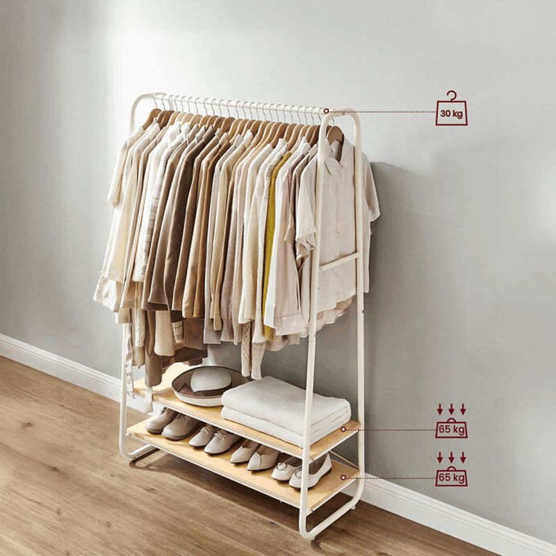 Kovový vešiak s dvoma policami, biely