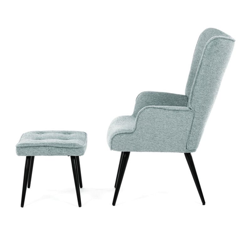 Relaxačné kreslo s podnožkou, modrá zamatová látka